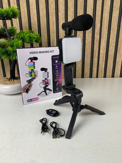 Kit de Vlogging pour smartphone et appareil photo avec microphone et LED RGB