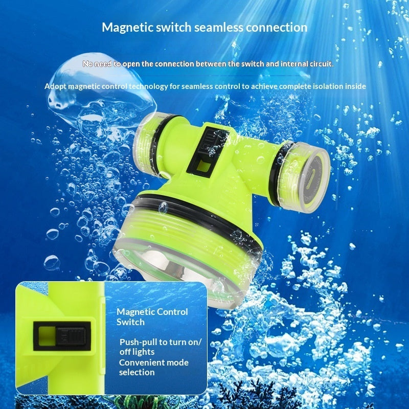 Lampe Frontale de Plongée LED Étanche 15m Distance 350m GM - مصباح رأس مقاوم للماء للغوص حتى عمق 15 متر