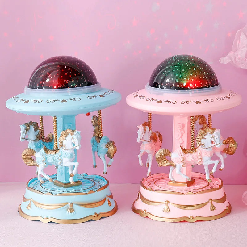 Carrousel Music Box avec projecteur ciel étoilé