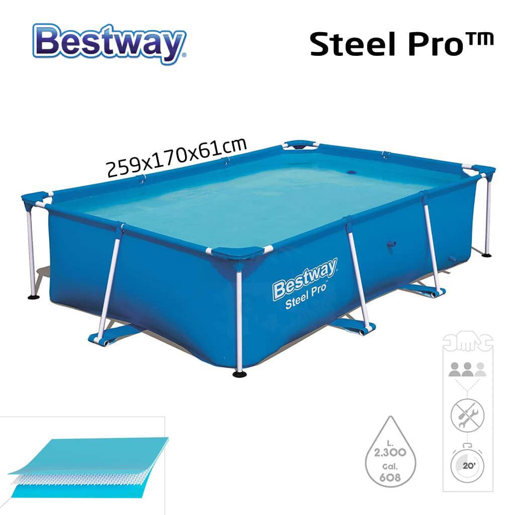 Steel Pro™ Piscine Rectangulaire 259 x 170 x 61cm Bestway 56403 تنزوت