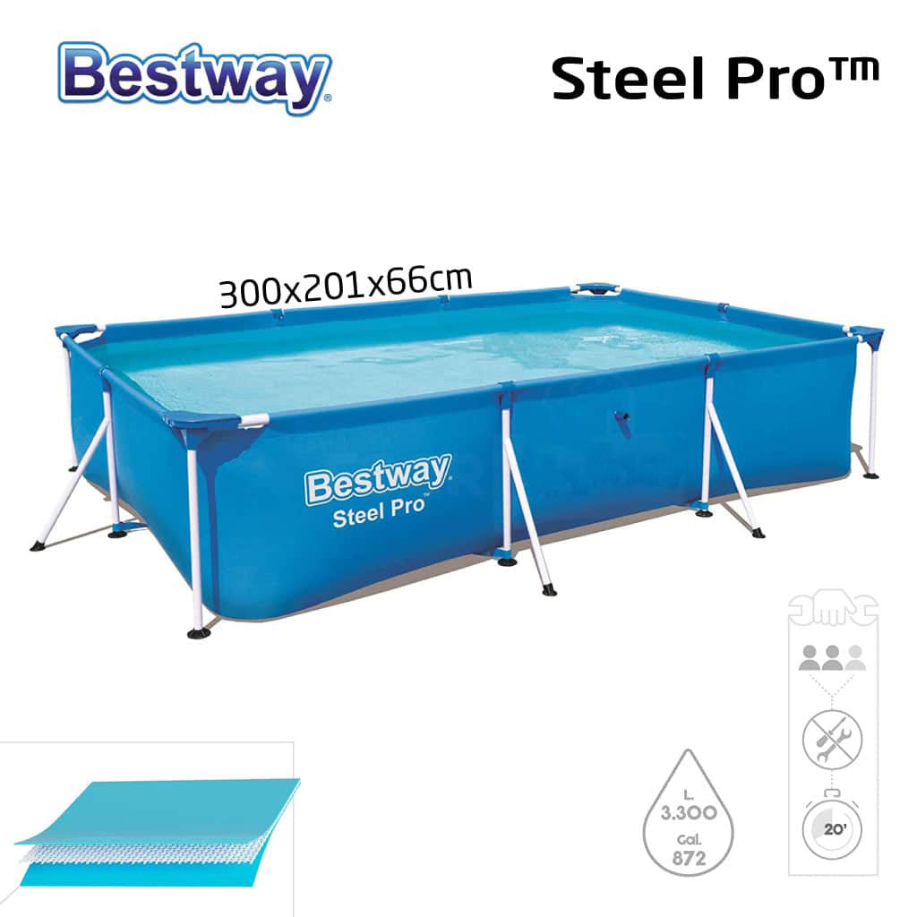 Steel Pro™ Piscine Rectangulaire 300 x 201 x 66cm Bestway تنزوت
