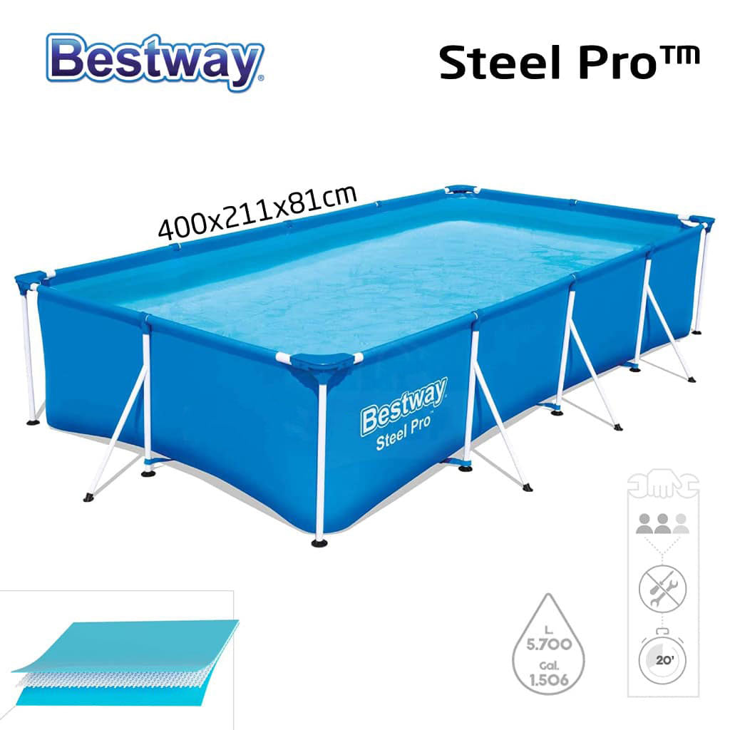Steel Pro™ Piscine Rectangulaire 400 x 211 x 81cm Bestway تنزوت