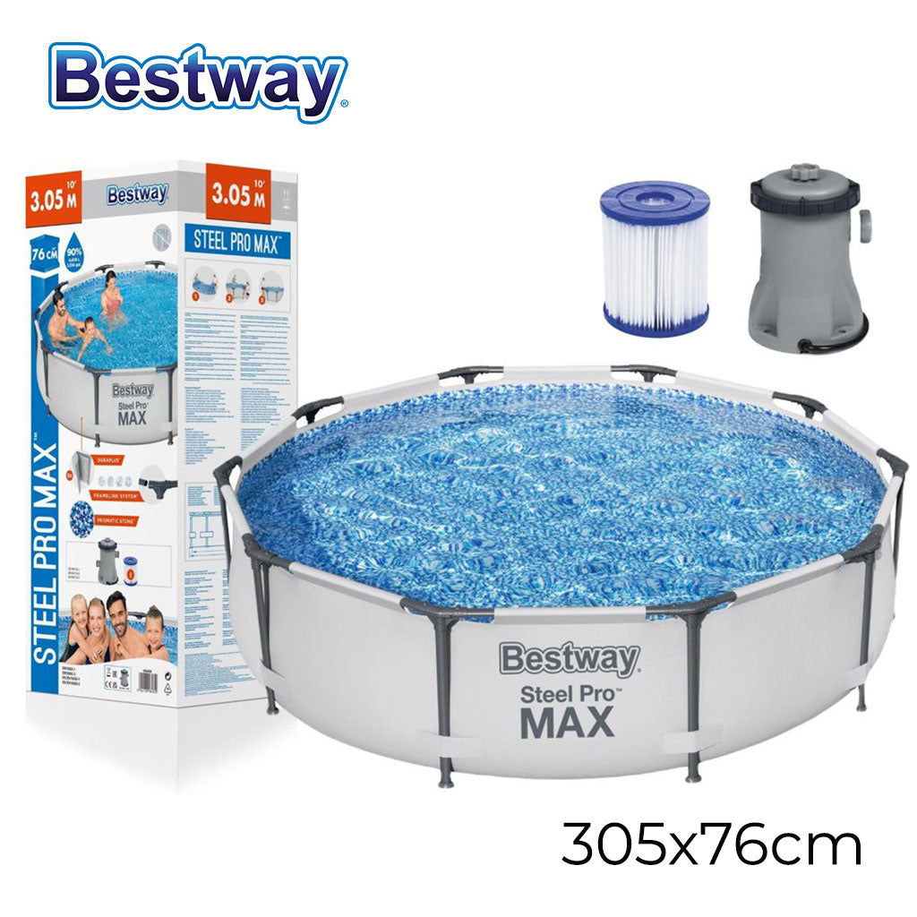 Steel Pro Max™ Piscine Ronde Avec Filtre et Pompe 305x76cm Bestway تنزوت