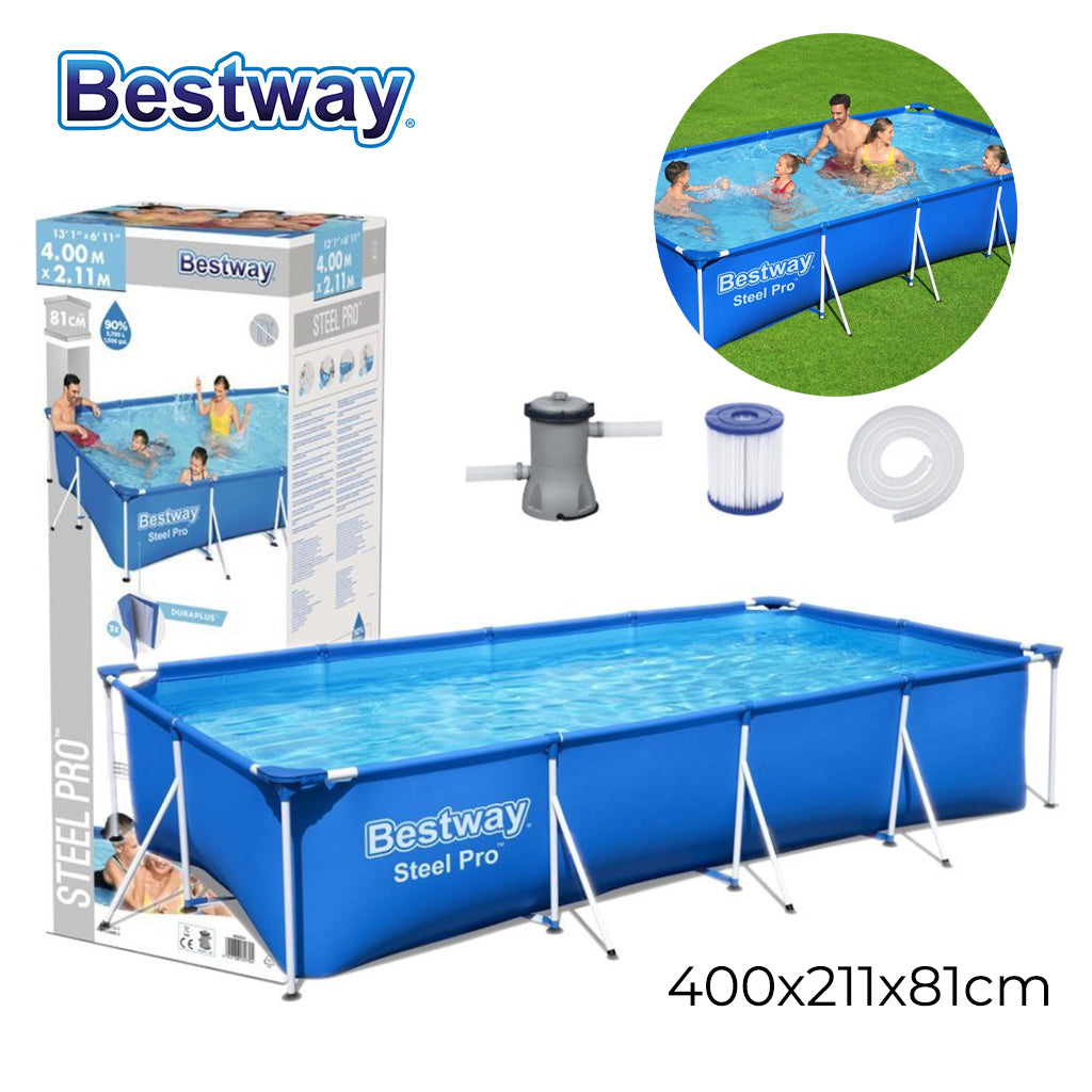Steel Pro™ Piscine Rectangulaire Avec Pompe Filtrante 400 x 211 x 81 cm Bestway تنزوت