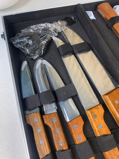 Coffret de Couteaux Professionnel avec Valise en Aluminium 9Pcs - طقم سكاكين الجزارة في حقيبة ألمنيوم صلبة
