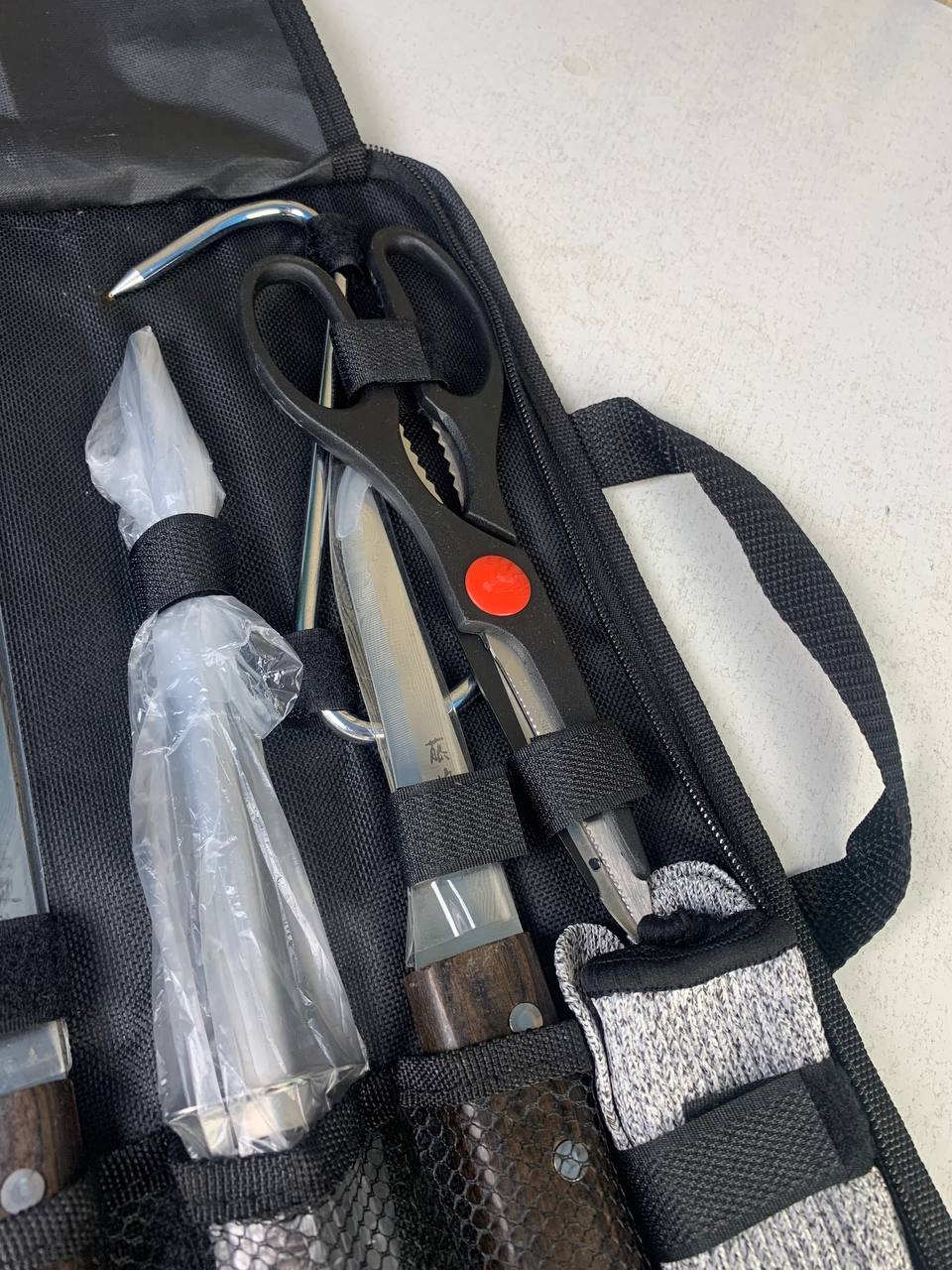 Kit de Cou-teaux de Luxe avec Manches en Bois 7Pcs - طقم سكا-كين الجزارة الفاخر بمقابض خشبية