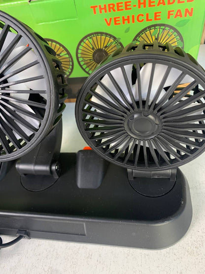 Ventilateur de Voiture USB Haute Vitesse 360° Réglable 3 Têtes 12/ 24 V - مروحة سيارة قابلة للتعديل بزاوية 360 درجة بثلاثة رؤوس