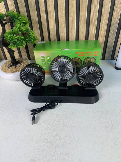 Ventilateur de Voiture USB Haute Vitesse 360° Réglable 3 Têtes 12/ 24 V - مروحة سيارة قابلة للتعديل بزاوية 360 درجة بثلاثة رؤوس