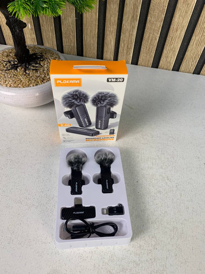 Microphone cravate sans fil Plokama VM-20 2,4 GHz - ارتقِ بصوتك إلى المستوى الاحترافي مع ميكروفون اللاسلكي المزدوج
