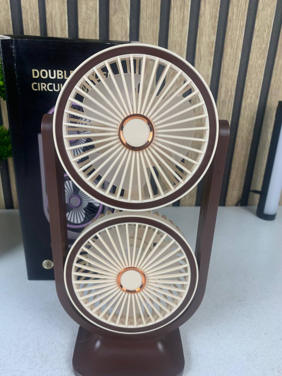 Ventilateur de Bureau Double Tête Rechargeable USB - مروحة المكتب المكتبية المزدوجة بـ 3 سرعات