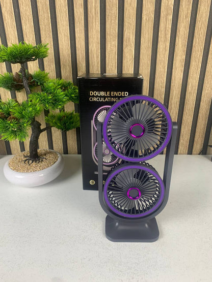 Ventilateur de Bureau Double Tête Rechargeable USB - مروحة المكتب المكتبية المزدوجة بـ 3 سرعات