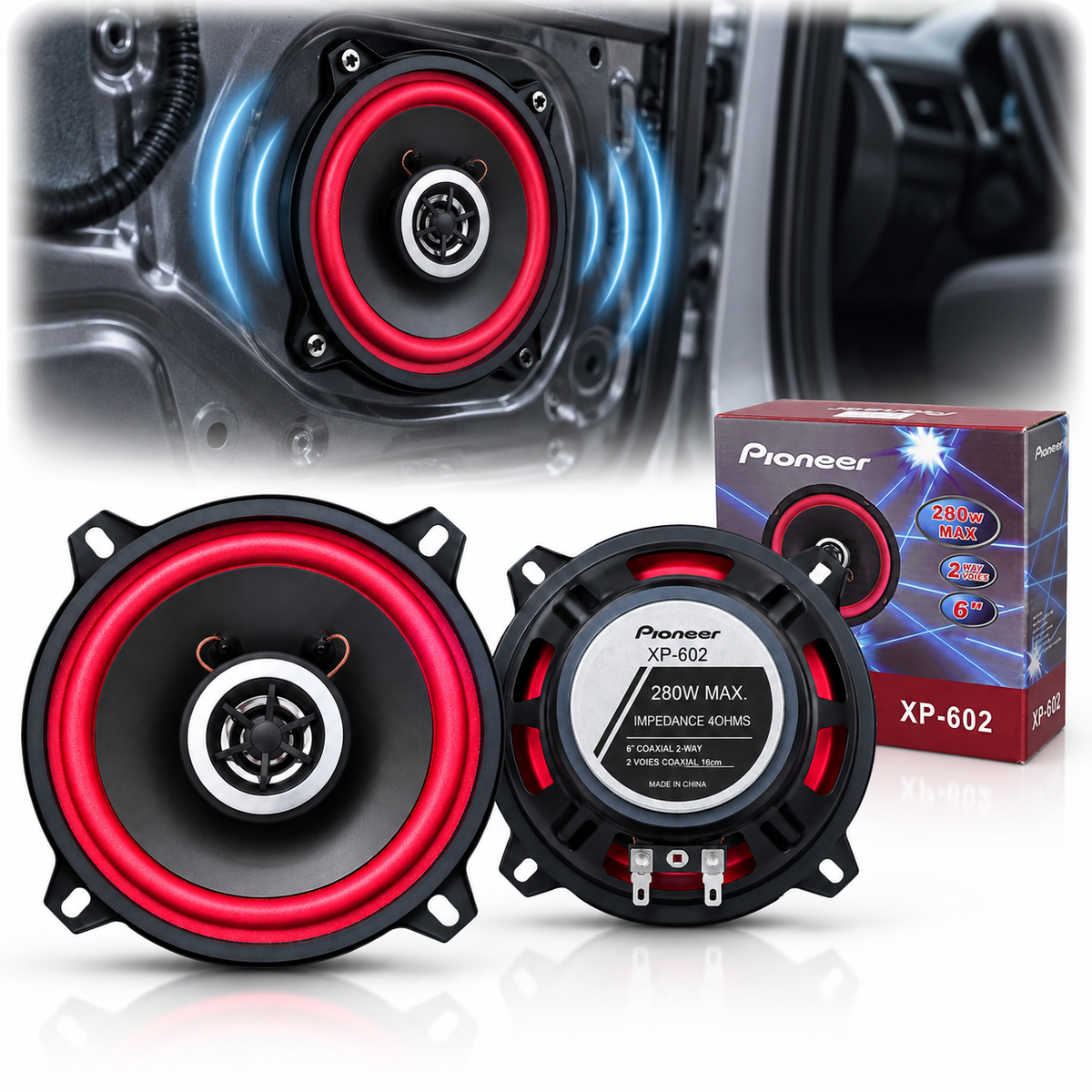 Haut-parleurs de Voiture Pioneer XP-602 6 Pouces 280W 2-Way Coaxial 1Pcs - مكبرات صوت للسيارة بايونير 6 بوصة 280 واط ثنائية الاتجاه