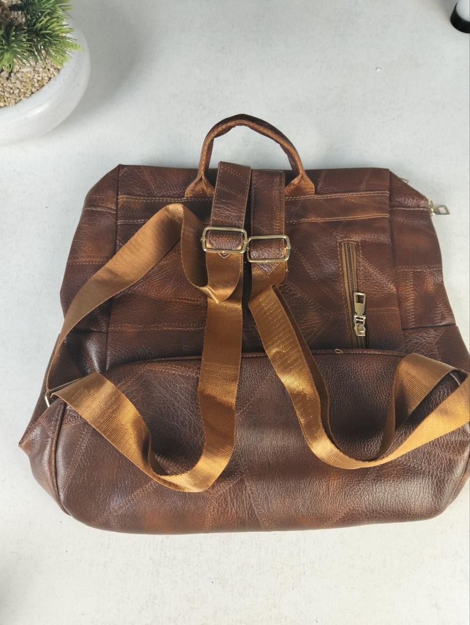 Sac à dos rétro en cuir synthétique pour femme - حقيبة ظهر نسائية من الجلد