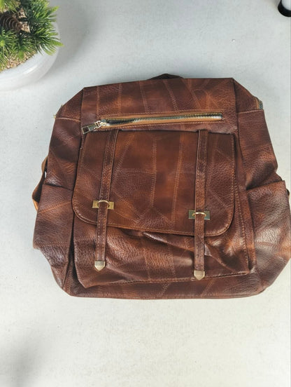 Sac à dos rétro en cuir synthétique pour femme - حقيبة ظهر نسائية من الجلد
