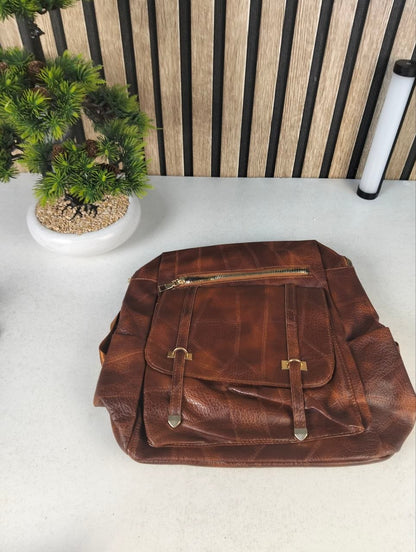 Sac à dos rétro en cuir synthétique pour femme - حقيبة ظهر نسائية من الجلد