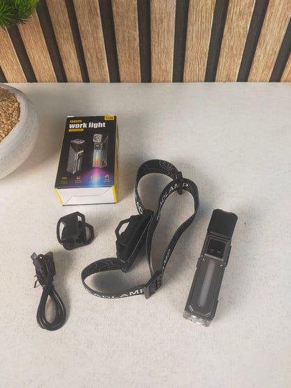 Lampe de Travail LED Multifonction T130 Éclairage Latéral RGB et Écran LCD - مصباح العمل الذكي متعدد الوظائف بمغناطيس