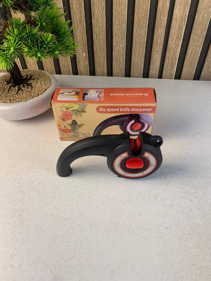 Aiguiseur de couteaux de cuisine 6 en 1 avec bouton rotatif multifonction - مسن سكاكين