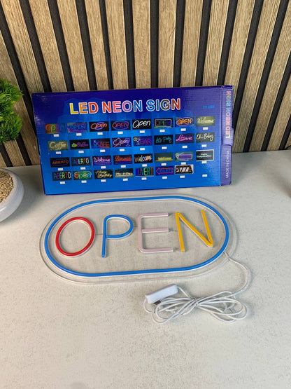 Panneau LED Neon Signe Open - لوحة مضيئة لواجهة محل