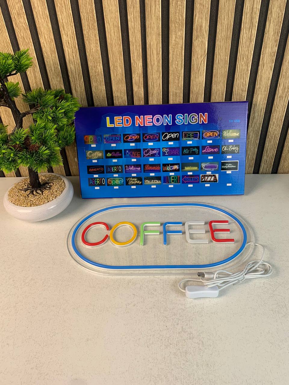 Panneau LED Neon Signe Coffee - لوحة مضيئة لواجهة محل