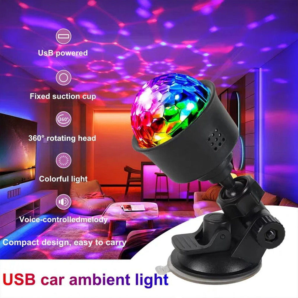 Lampe d’ambiance LED USB pour voiture avec rotation automatique RGB