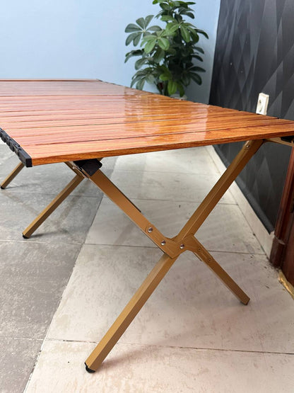 Table de Camping Pliante en Aluminium avec Design Grain de Bois - طاولة تخييم ألمنيوم قابلة للطي بتصميم خشبي
