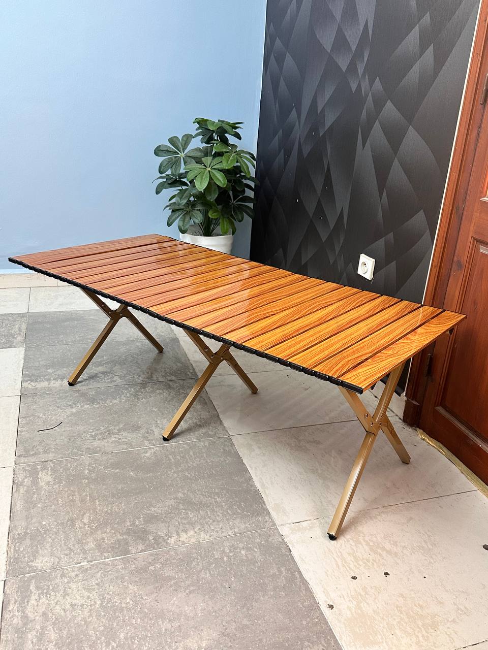 Table de Camping Pliante en Aluminium avec Design Grain de Bois - طاولة تخييم ألمنيوم قابلة للطي بتصميم خشبي