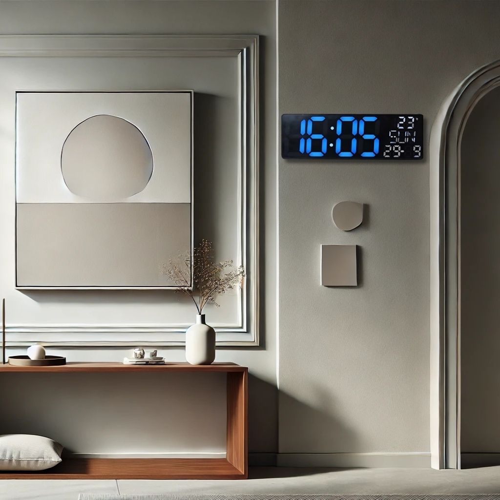 Horloge Numérique Murale et Table LED à Éclairage Bleu Inférieur – ساعة رقمية للحائط و المكتب بإضاءة سفلية زرقاء