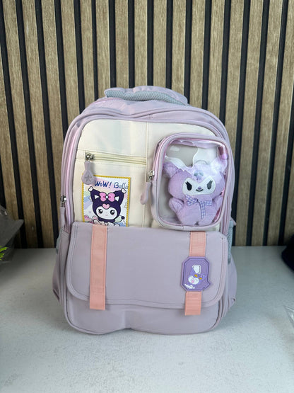 Sac à Dos Scolaire Style Kawaii Grand Volume avec Peluche Incluse Tissu Imperméable Bleu SACKDS04BLG - حقيبة مدرسية بتصميم كاوايي
