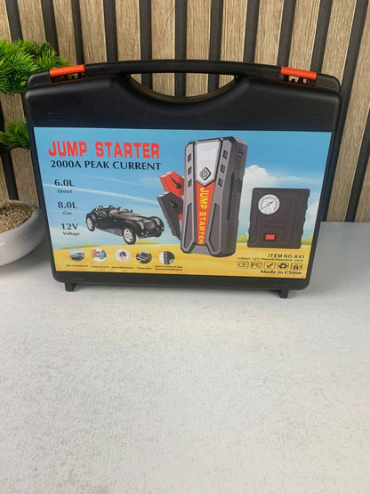 Jump Starter et Compresseur d'Air 2-en-1 pour Voitures - حقيبة جهاز تشغيل السيارة ومنفاخ هواء متكامل