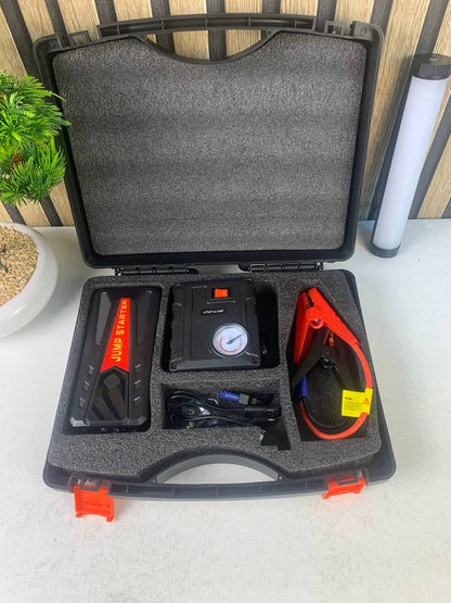 Jump Starter et Compresseur d'Air 2-en-1 pour Voitures - حقيبة جهاز تشغيل السيارة ومنفاخ هواء متكامل