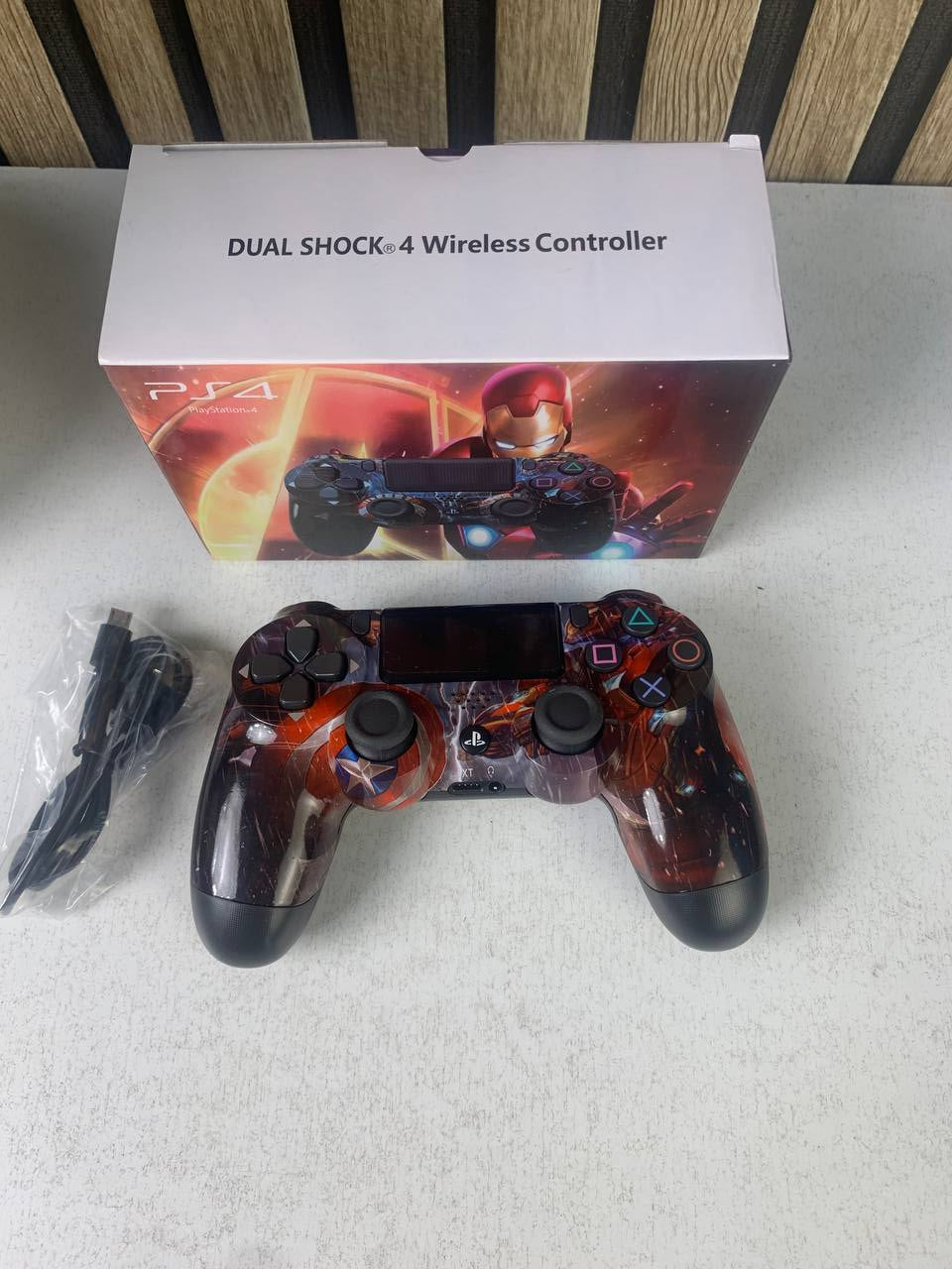 SONY DualShock Manette PS4 Sans Fil, Batterie Rechargeable (High Copy) – Edition Captain America,Street Fighter,Ragnarok, Ghost Runner et  COD BO6
