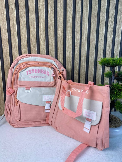 Sac à Dos Multifonctionnel Kawaii Grand Volume Imperméable et Résistant 5Pcs Rose SACKDS10RS - حقيبة ظهر بعدة قطع بتصميم كاوايي