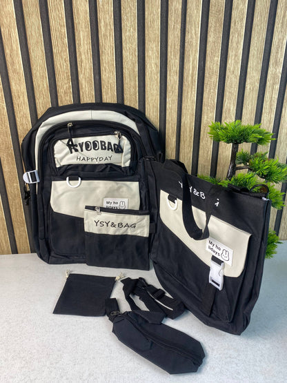 Sac à Dos Multifonctionnel Kawaii Grand Volume Imperméable et Résistant 5Pcs Noir SACKDS10N - حقيبة ظهر بعدة قطع بتصميم كاوايي