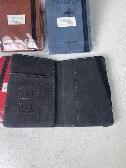 Porte-passeport en cuir à bande élastique - حافظة جواز سفر جلدية مزودة بشريط مطاطي