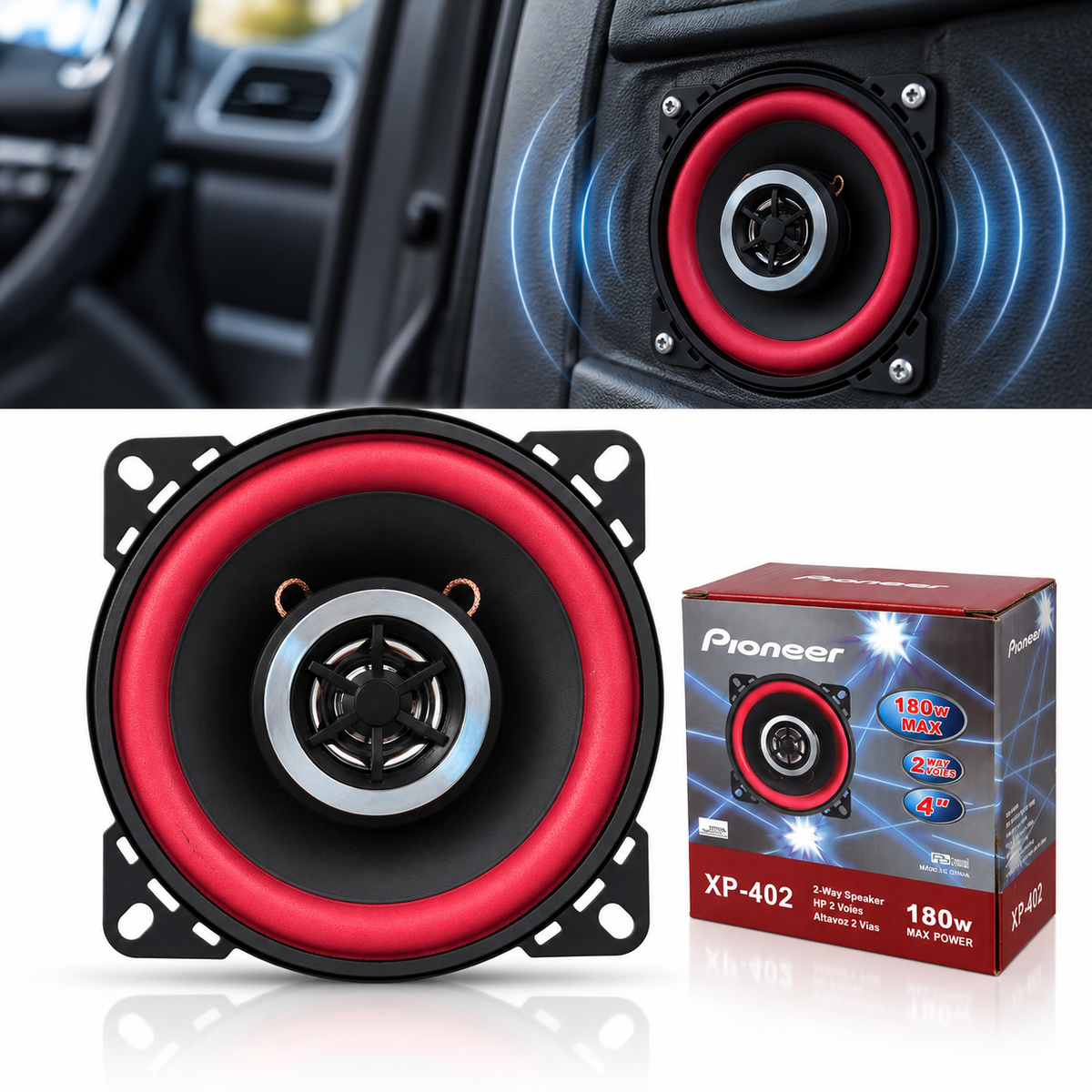 Haut-parleurs de Voiture Pioneer XP-402 4 Pouces 180W 2-Way 1Pcs - مكبرات صوت للسيارة 4 بوصة 180 واط ثنائية الاتجاه