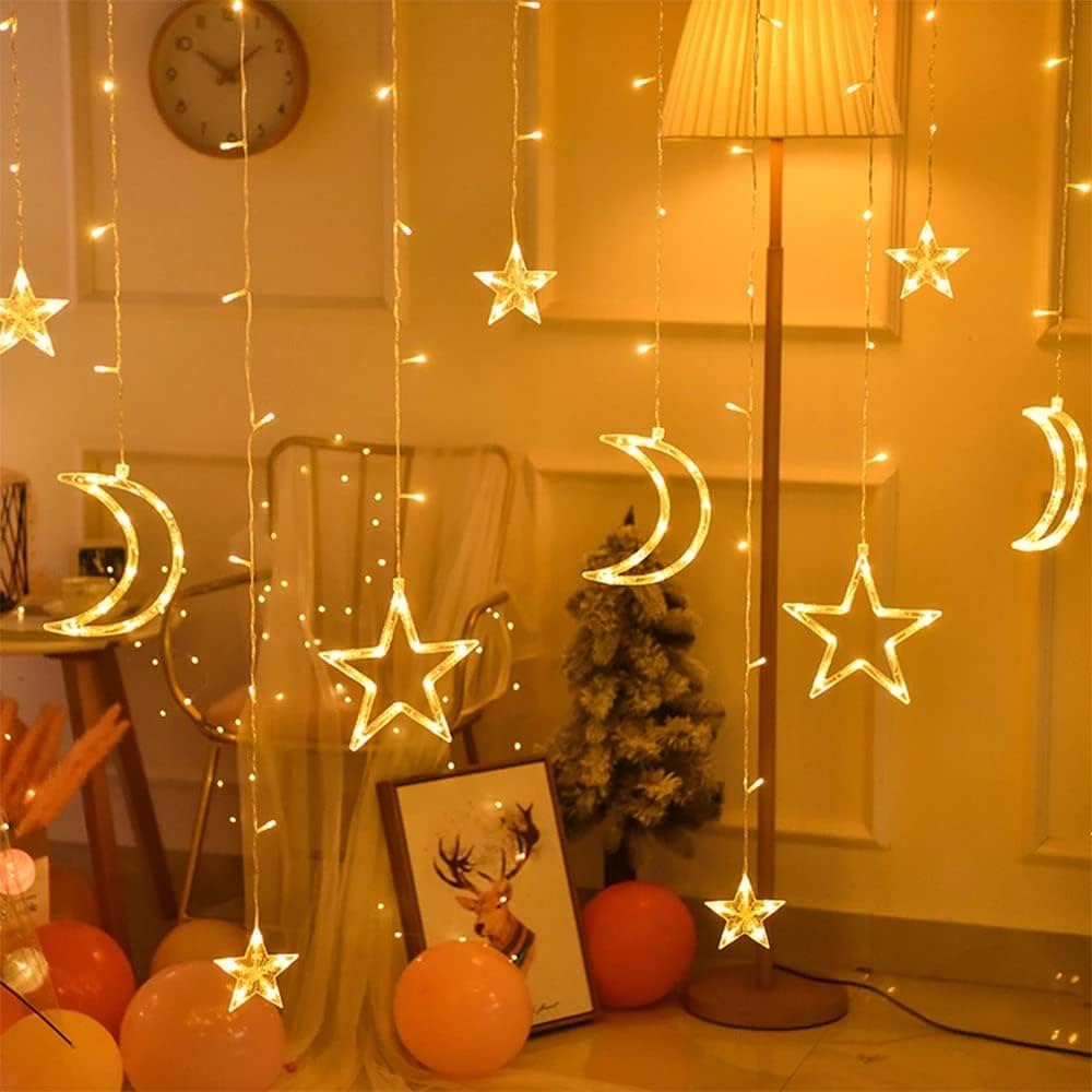 Guirlande LED Ramadan en Forme de Croissant et D’étoiles V3 – ستائر رمضانية مضيئة على شكل هلال ونجمة