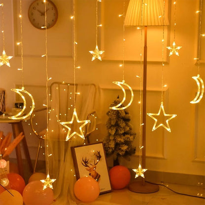 Guirlande LED Ramadan en Forme de Croissant et D’étoiles V3 – ستائر رمضانية مضيئة على شكل هلال ونجمة