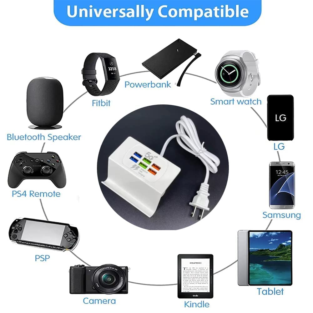 Station De Charge Rapide USB Avec 6 Prises et support Smart-phone - قاعدة شحن سريعة مع 6 مقابس، حامل هاتف
