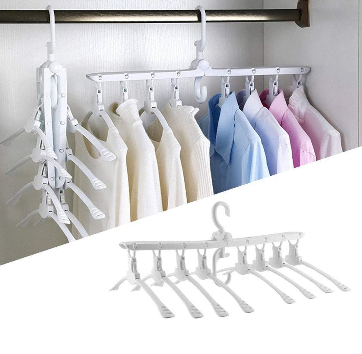 Cintres pliables pour vêtements multifonctionnel avec rotation 360° تنزوت