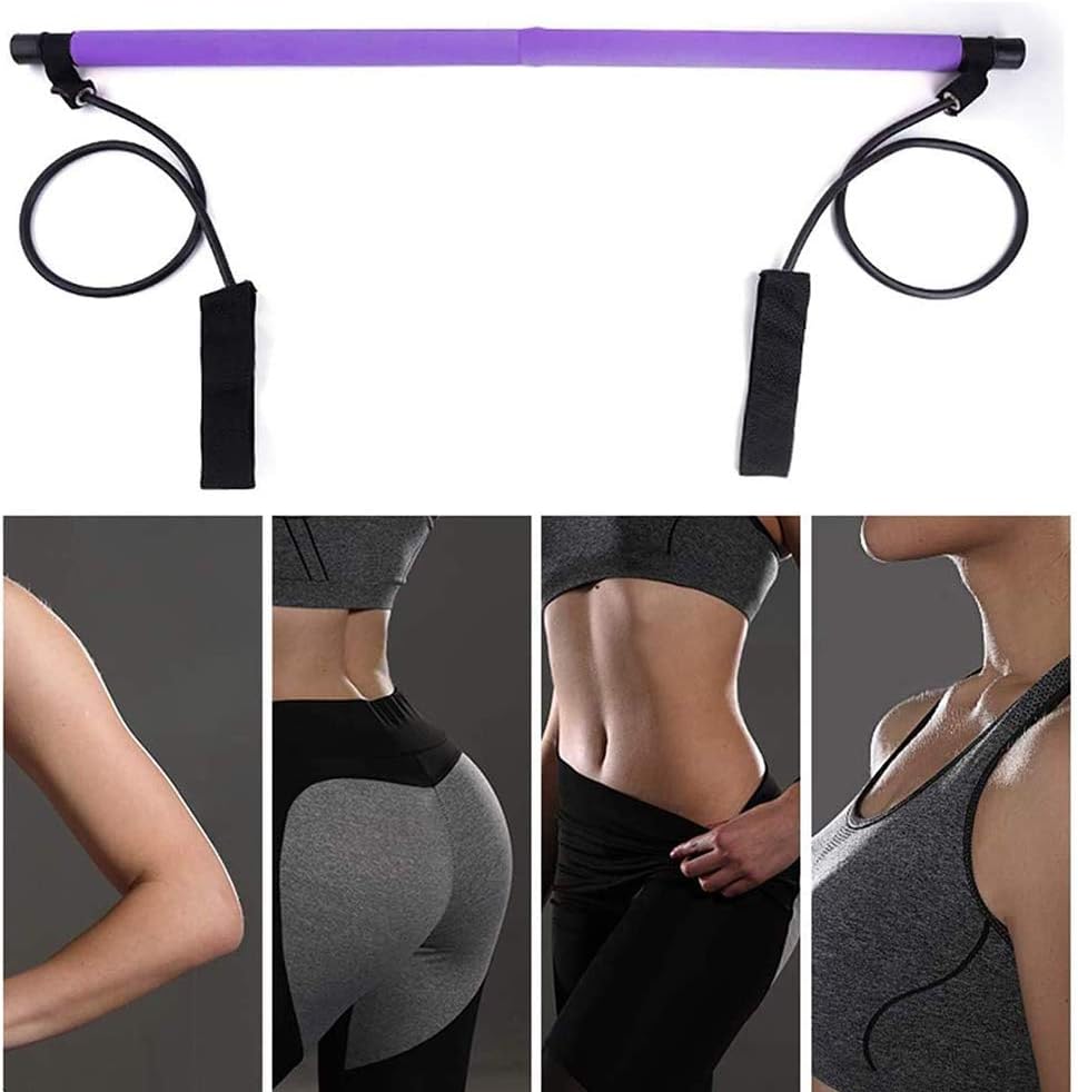 Barre de pilates portable avec bande de résistance réglable