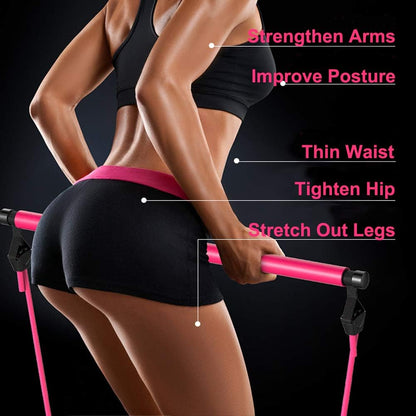 Barre de pilates portable avec bande de résistance réglable
