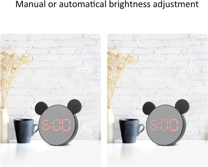 Réveil miroir numérique intelligent en forme mickey mouse