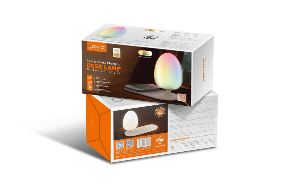 Veilleuse à luminosité réglable, chargeur de téléphone sans fil LDNIO Y3
