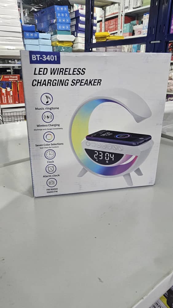 Réveil et Haut-parleur Bluetooth RGB intelligente type Big G Wireless Charger V3 - BT-3401
