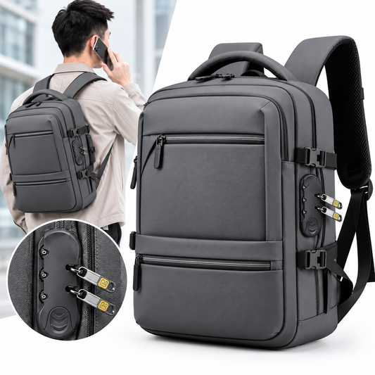 Sac à Dos pour Ordinateur Portable Grande Capacité et Anti-Vol Bomag Boy Gris - حقيبة ظهر للكمبيوتر المحمول واسعة ومانعة للسرقة