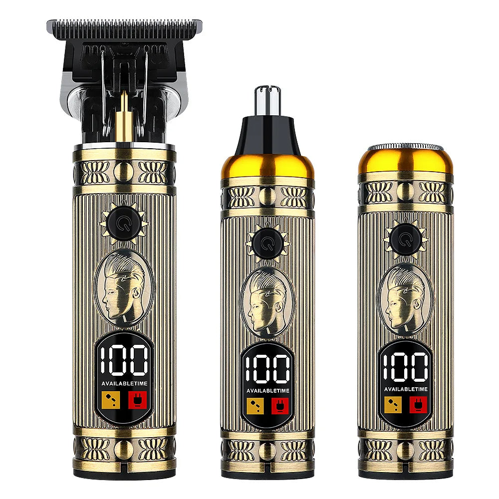 Rasoir professionnel multifonction 3en1 Étanche en acier Rechargeable USB - تنزوت