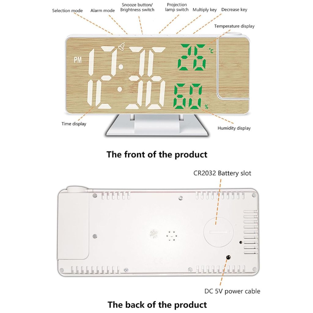 Horloge Numérique avec Projecteur LED – ساعة رقمية مع جهاز عرض