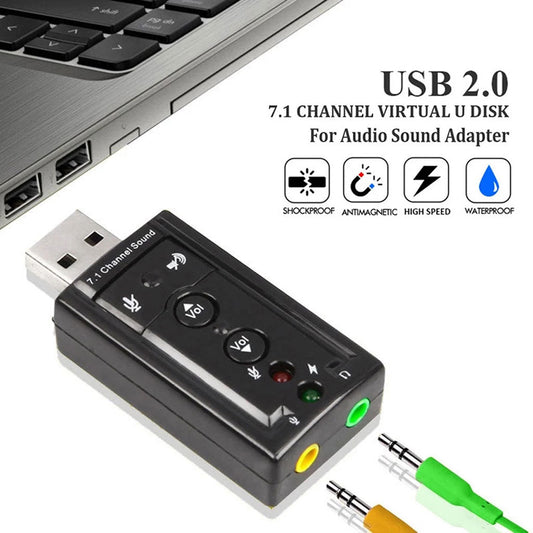 Adaptateur De Carte Son USB À 3D Audio Virtual 7,1 Channel - تنزوت
