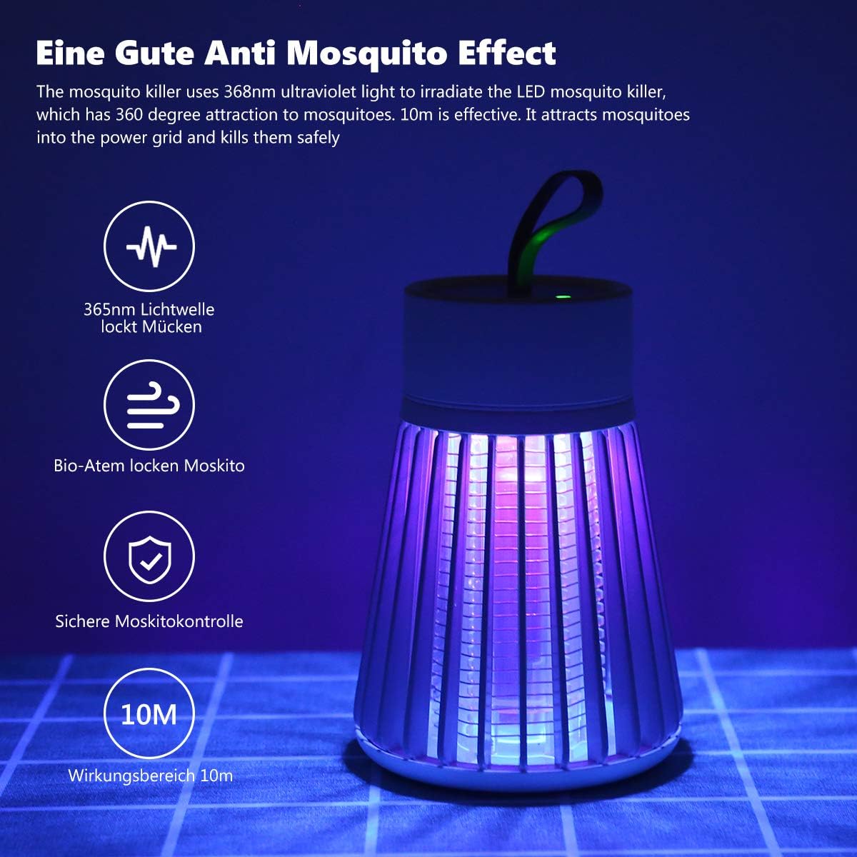 Lampe a lumière UV électrique zappeur anti-moustiques Rechargeable