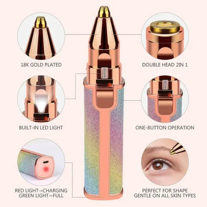 Rasoir électrique 2 en 1 pour femmes Rechargeable épilateur Facial sans douleur